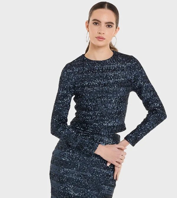 بي سي بي جي BCBG Ls Sequins Top