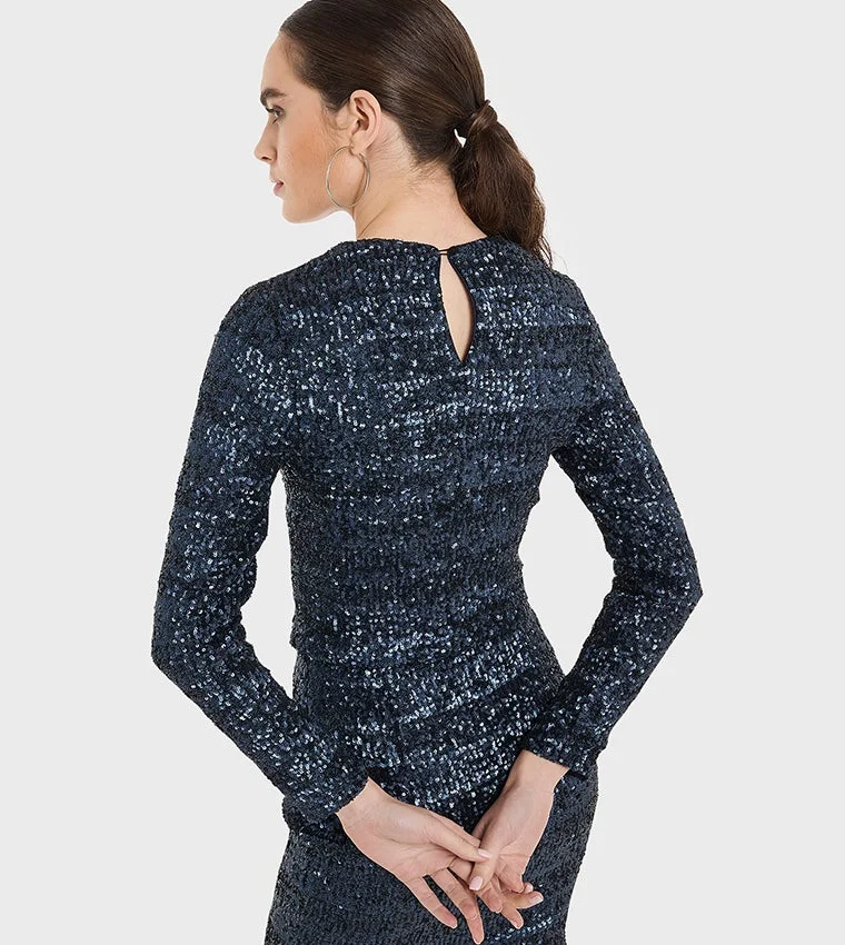 بي سي بي جي BCBG Ls Sequins Top