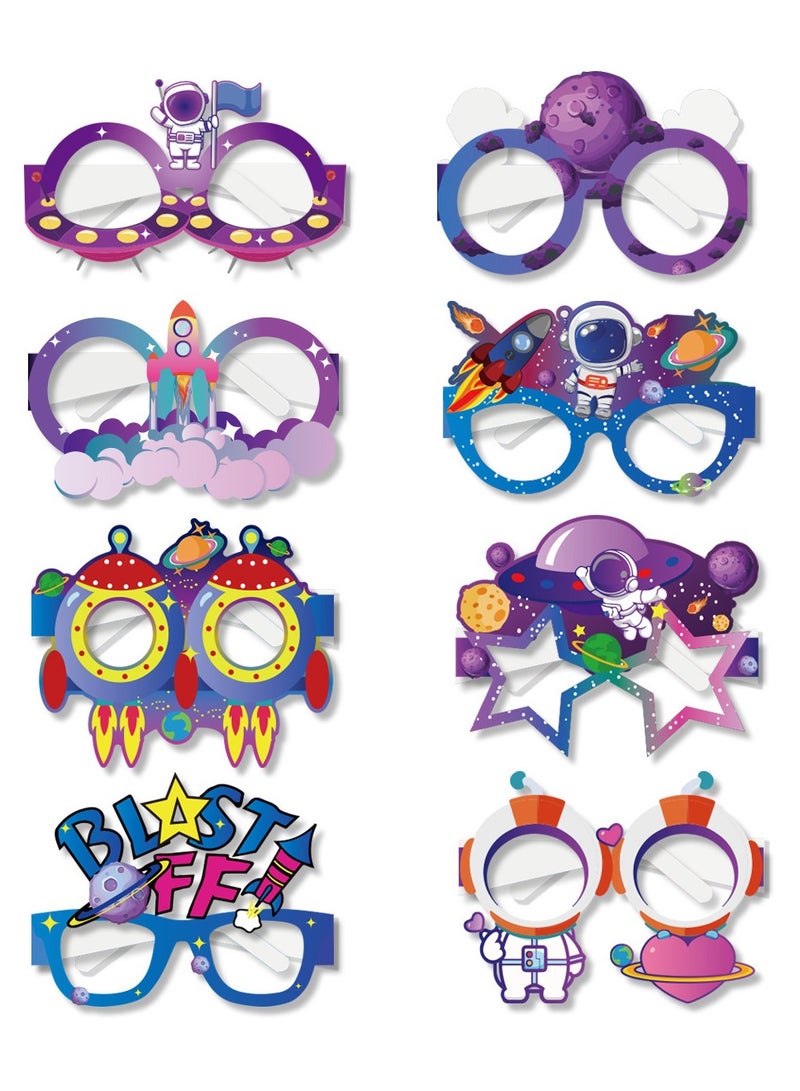 8 قطع من نظارات المستكشف المجري الورقية - تصميم رائد فضاء كوكبي لتزيين حفلات الفضاء - لوازم الحفلات - Image 3