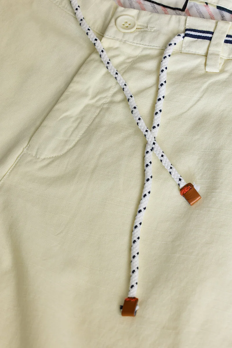 SNITCH Cream Solid Regular Fit Casual Shorts