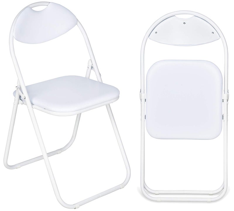 Nyxi Folding Chair Padded Paris Faux Leather Chair Home Office Dining 1 X Chair White