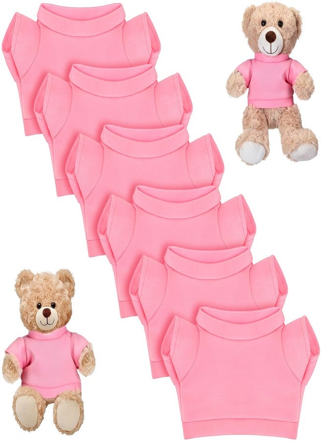 Skylety 6 Pcs Bear Clothes Basic Bear Tee Shirt Classic Stuffed Animal T Shirt Plush T Crew Neck Clothes for Stuffed Doll with 14 - 18 Inch(Pink) - Image 1