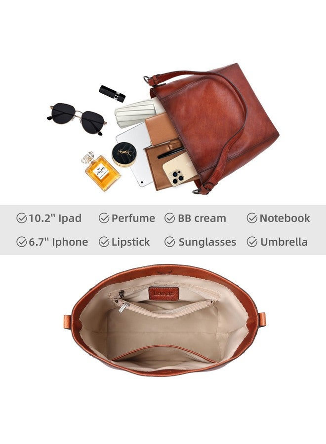 آي سوي حقائب Iswee الجلدية الكبيرة للنساء، حقائب الكتف، حقيبة حمل جلدية، حقيبة كروس بودي، حقيبة هوبو، حقيبة دلو، حقيبة عمل، حقيبة يد ناعمة (بني) - Image 4