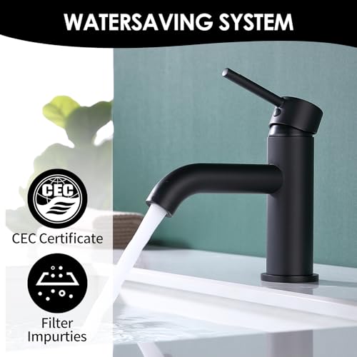 JAKARDA Single Handle Black Bathroom Faucet with Metal Drain Assembly and Escutcheon, Matte Black (Matte Black-JO1) - Image 3