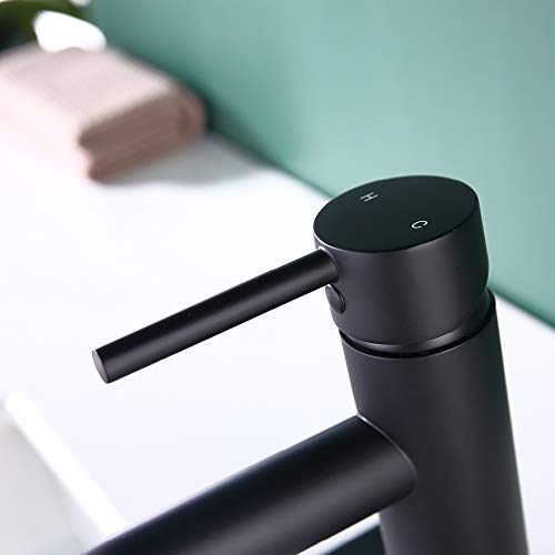 JAKARDA Single Handle Black Bathroom Faucet with Metal Drain Assembly and Escutcheon, Matte Black (Matte Black-JO1) - Image 5