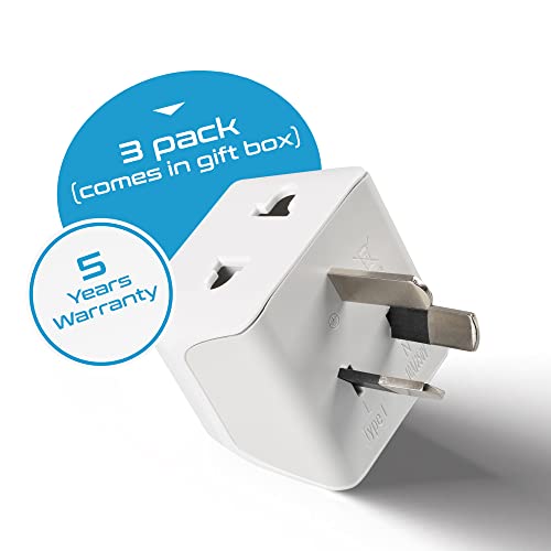 Ceptics India to Australia Adapter Plug, China, New Zealand & More - Type I - CE Certified - RoHS Compliant - White - CE - RoHS - 3 Pack - Lifetime Limited Warranty - Image 3