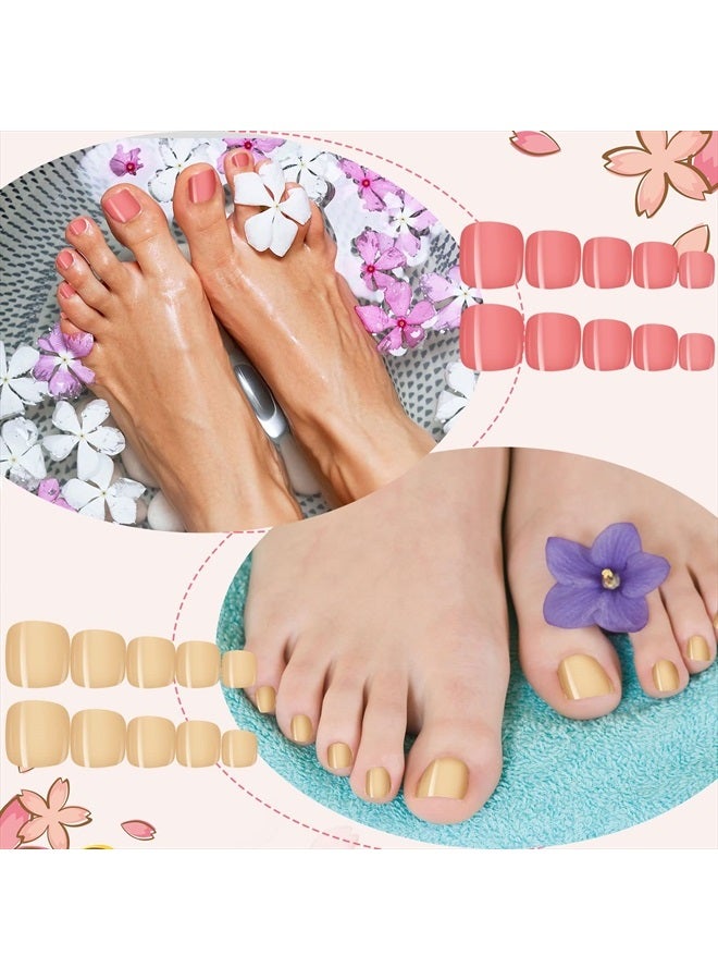 Maitys 720 Pieces 30 Sets Fake Toenails Short False Toe Nails Press on Toenails Square Solid Color Full Cover Toe Nails Matte Toenails for Women and Girls (Candy Color) - Image 5
