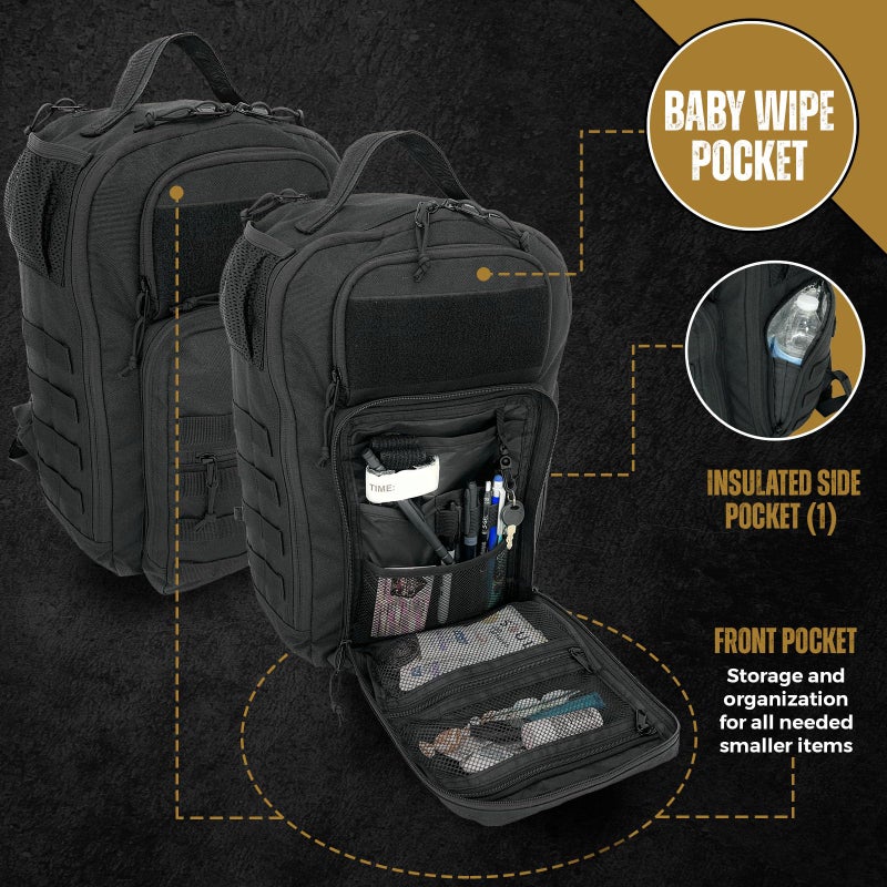 HighSpeedDaddy - Baby Diaper Backpack, Military-Grade, Waterproof Baby Travel Bag for Dads & Moms, Compact, Lightweight Design with Stroller Straps, & Tablet Sleeve - 21L capacity, Brown - Image 2