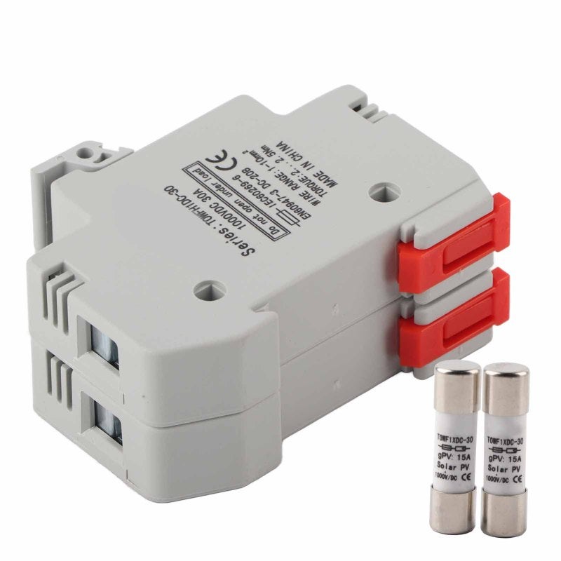 TONG OU Fuse Holder Base: 2-Pole 1000V Dc, Stable Structure, Din Rail Mount, 10 X 38 Mm Fuse Compatible - Short Circuit Protection, Long Service Life, For Photovoltaic Array Combiner Boxes - Image 4