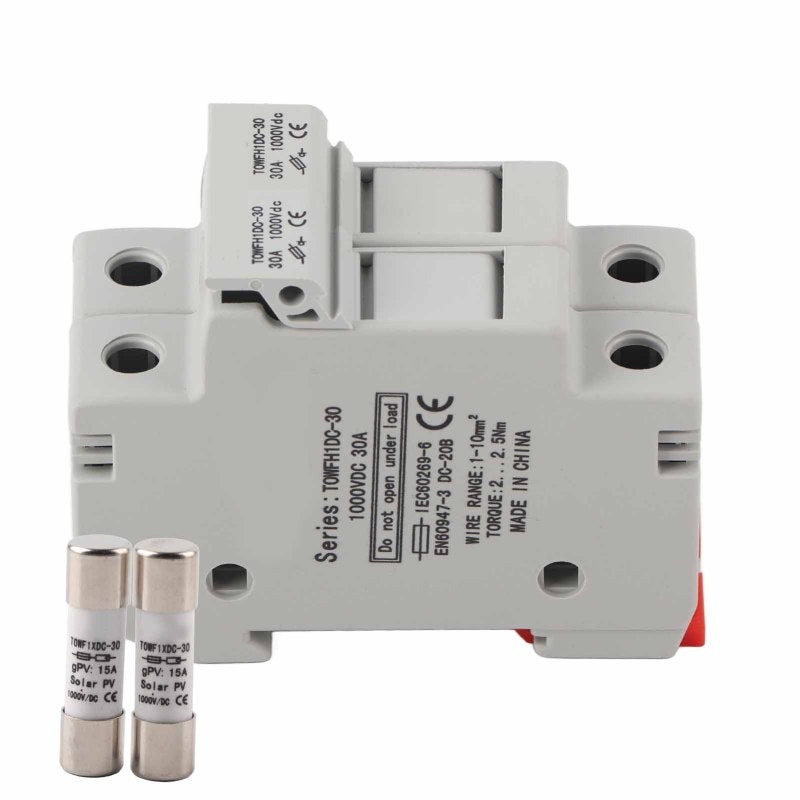 TONG OU Fuse Holder Base: 2-Pole 1000V Dc, Stable Structure, Din Rail Mount, 10 X 38 Mm Fuse Compatible - Short Circuit Protection, Long Service Life, For Photovoltaic Array Combiner Boxes - Image 5