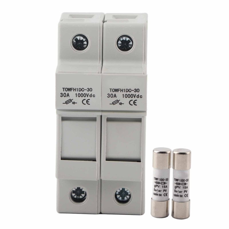 TONG OU Fuse Holder Base: 2-Pole 1000V Dc, Stable Structure, Din Rail Mount, 10 X 38 Mm Fuse Compatible - Short Circuit Protection, Long Service Life, For Photovoltaic Array Combiner Boxes - Image 3