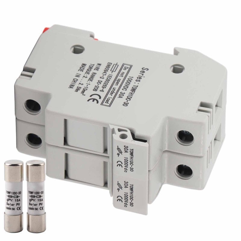 TONG OU Fuse Holder Base: 2-Pole 1000V Dc, Stable Structure, Din Rail Mount, 10 X 38 Mm Fuse Compatible - Short Circuit Protection, Long Service Life, For Photovoltaic Array Combiner Boxes - Image 2