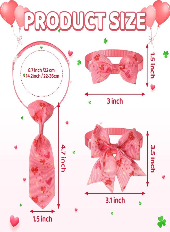 Clysee 200 Pcs Valentine's Day Dog Bow Ties St. Patrick's Day Dog Collars Set, Clover Lucky Pattern Dog Grooming Bowties and Neckties Dog Collar for Small Middle Dogs Pets Puppies Grooming Accessories - Image 2