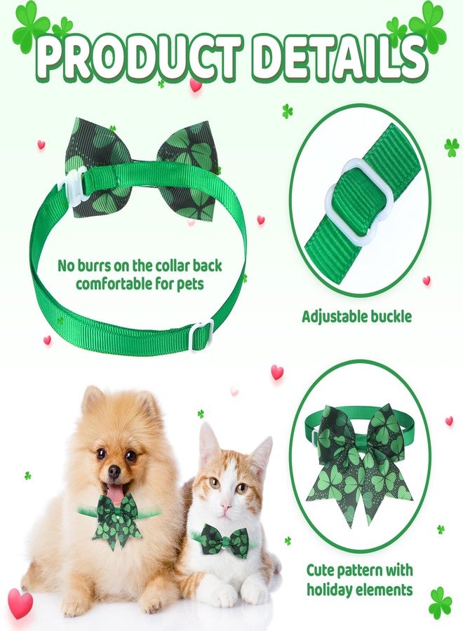 Clysee 200 Pcs Valentine's Day Dog Bow Ties St. Patrick's Day Dog Collars Set, Clover Lucky Pattern Dog Grooming Bowties and Neckties Dog Collar for Small Middle Dogs Pets Puppies Grooming Accessories - Image 3