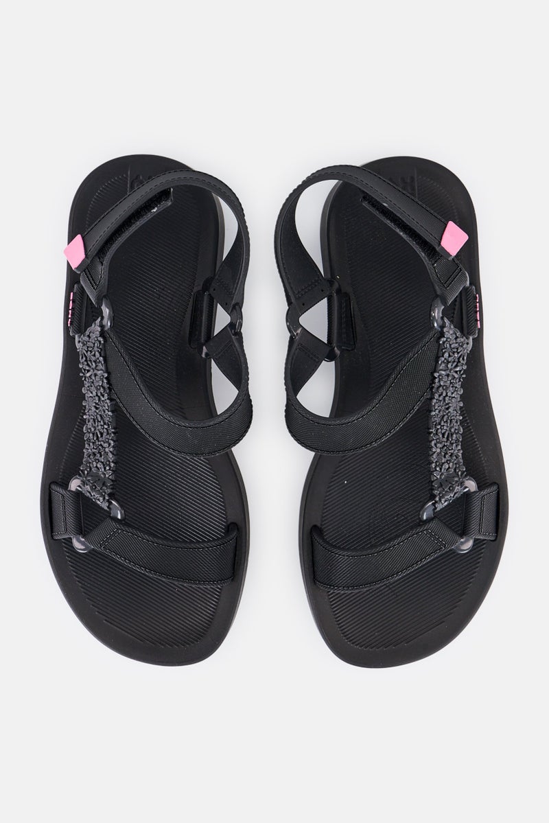 Zaxy Women Velcro Closure Sandal, Black - Image 3