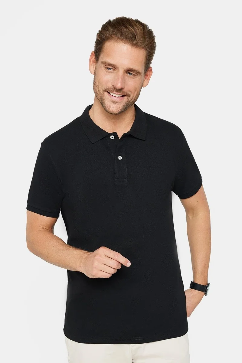 تودورس Men's 5-Pack Black-Gray-White-Khaki-Burgundy Slim Fit Slim Fit Cotton Plain Pique Polo Neck T-Shirt