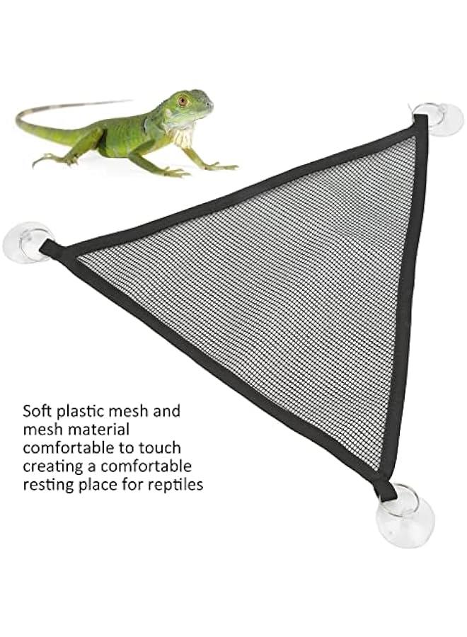 Generic Reptile Hammocks, 2pcs Triangular Bearded Dragon Hammock Soft Breathable Hanging Hammock Net with Suction Cup for Large & Small Geckos, or Lizards(S)  - Image 2