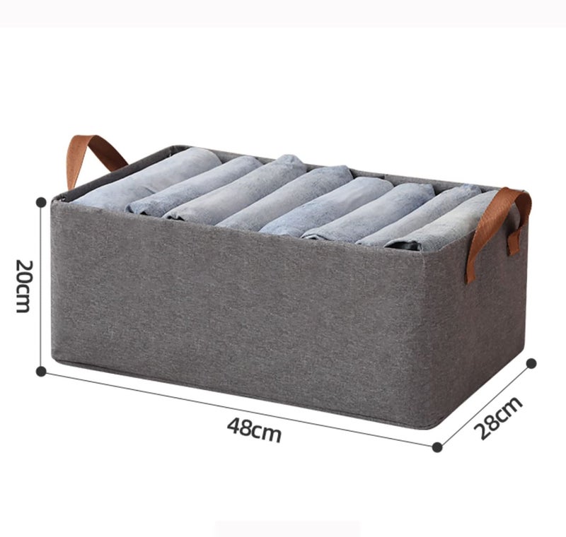 House of Quirk 3pcs Store Wardrobe Organizer For Clothes With Metal Fram Foldable Storage Box, Clothing Storage Boxes For Pants, Shirt, Sweaters, Jeans, Socks (Dark Grey) - Image 4