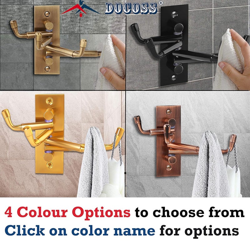 DOCOSS -Pack of 3-Stainless Steel Flexible Hooks Antique Brass Cloth Hanger Wall Hooks for Clothes Bathroom Door Robe Hooks for Hanging Keys,Cloth,Towel Steel Hook - Image 3