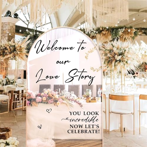 Haiddle Wedding Welcome Signs Welcome to Our Wedding Sign Decals Selfie Mirror Decals for Weddings Party Entry Welcome Mirror Sticker for Weddings Decor Vinyl Letter Decal for Bridal Shower Marriage Reception - Image 2