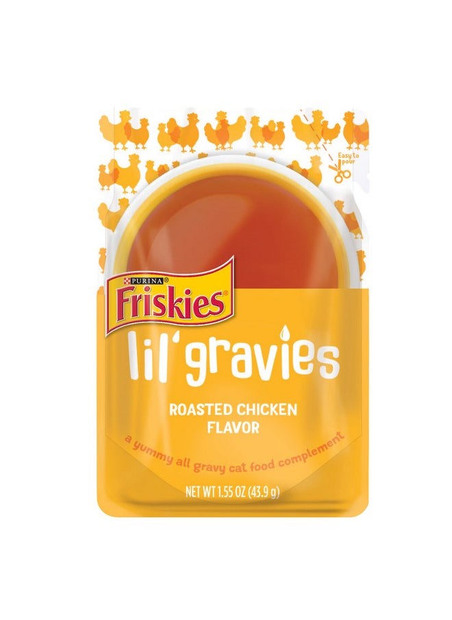 فريسكس طعام القطط Purina Friskies Lil' Gravies Roasted Chicken Flavor Lickable Cat Treats - (عبوة من 16 كيسًا) 1.55 أونصة  - Image 1