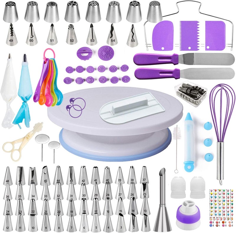 Boyun Cake Decorating Kit, 137pcs Cake Decorating Supplies With Cake Turntable For Decorating, Pastry Piping Bag, Russian Piping Tips Tools, Baking Supplies For Beginners - Image 1