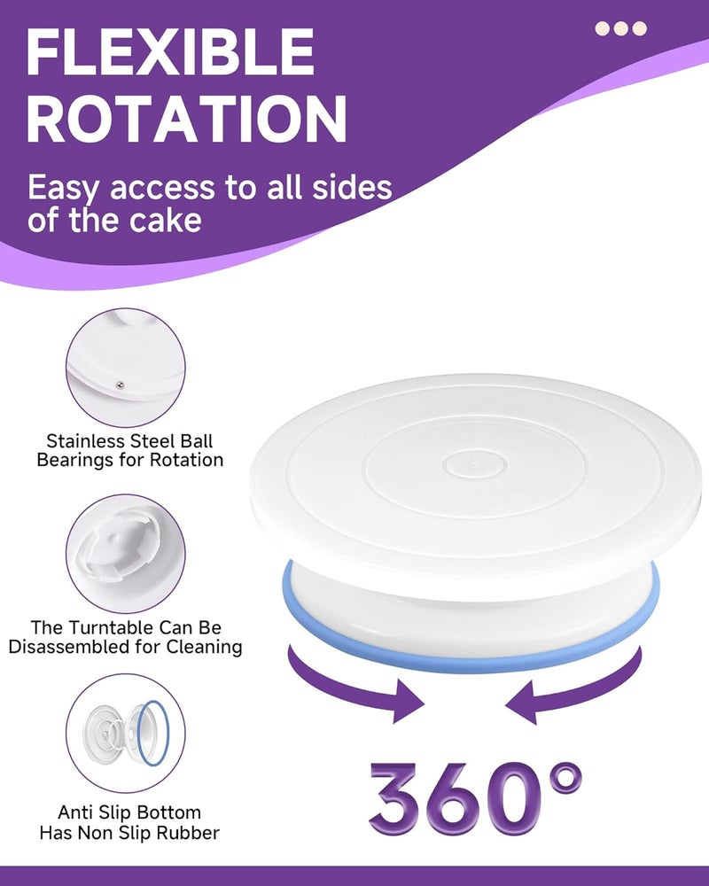Boyun Cake Decorating Kit, 137pcs Cake Decorating Supplies With Cake Turntable For Decorating, Pastry Piping Bag, Russian Piping Tips Tools, Baking Supplies For Beginners - Image 2