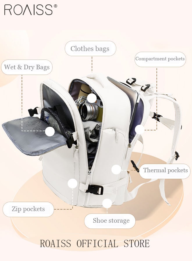 roaiss Travel Backpack for Men Women Carry On Backpack with USB Charging Port Shoe Compartment Flight Approved College School Bag Casual Knapsack for Weekender Business Hiking  - Image 2