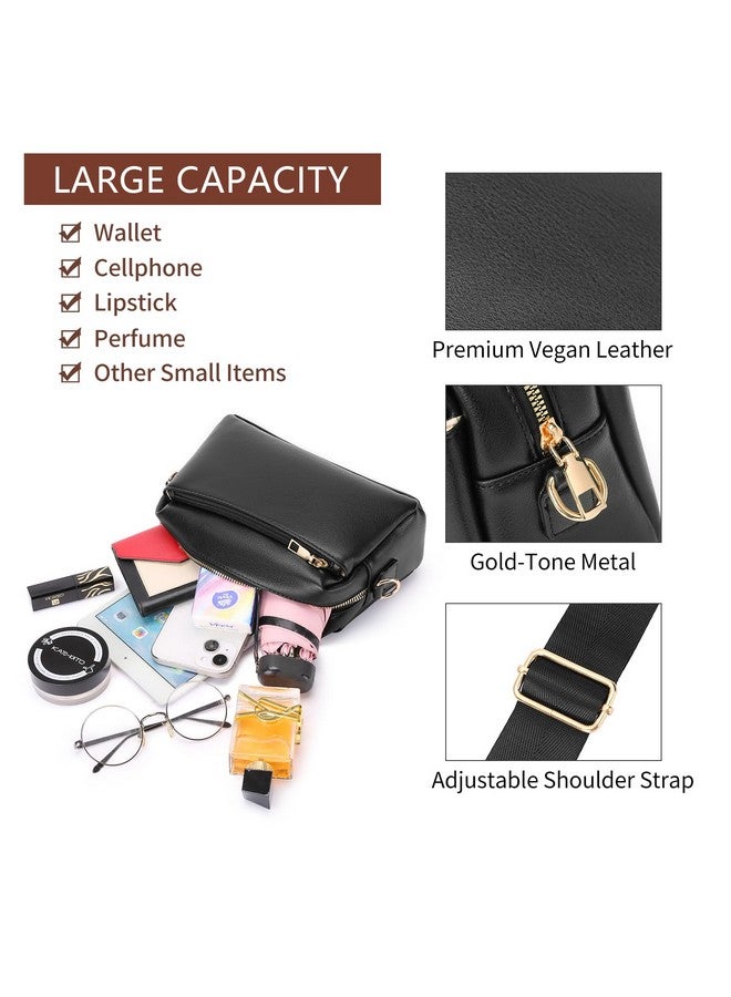 سينديفن حقيبة كروس بودي من SENDEFN للنساء مصنوعة من الجلد النباتي بسحاب ثلاثي وحقائب كتف صغيرة للهواتف المحمولة - Image 2