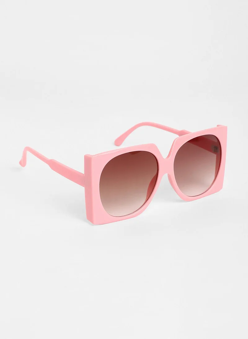 Haute Sauce The Block Oversized Sunglasses - Bubblegum Pink