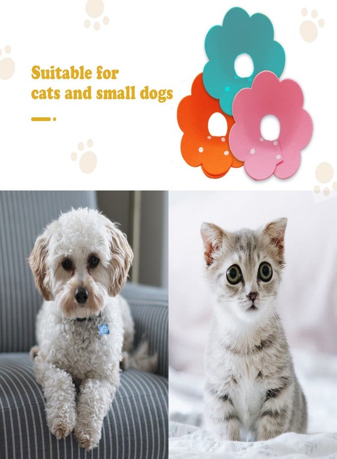 Dephnes 3Pcs Cat Recovery Collar Cat Protection Cones for Cats Sunflower Neck Cone Anti-Licking Recovery Collar to Prevent from Biting Scratching(Pink, Orange, Blue) (S) - Image 3