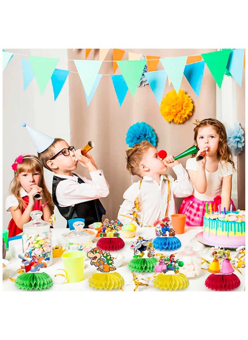 FRUITFUL PARTY Super Mario Honeycomb Style Centerpiece, 9pcs Super Mario Honeycomb Centerpieces Mario Bros Party Decorations Mario Birthday Decorations  - Image 4