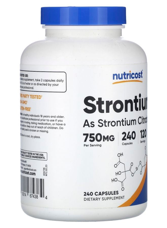 Nutricost Strontium 240 Capsules (375 mg per Capsule) - Image 2