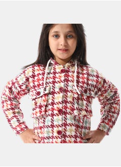 Andora Houndstooth Pattern Hooded Girls Jacket  - Image 3