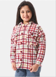Andora Houndstooth Pattern Hooded Girls Jacket  - Image 4