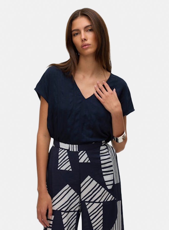 VERO MODA VERO MODA Womens Noella Shortsleeve V-Neck Wide Top Wvn  - Image 1