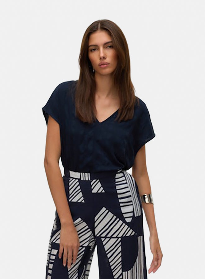 VERO MODA VERO MODA Womens Noella Shortsleeve V-Neck Wide Top Wvn  - Image 2