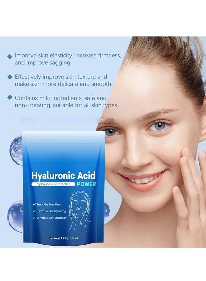 hyaluronic acid Powder for Face, 150g Natural Hydrating Deep Hydration Face Powder, Skin Hydrating and Moisturising Support, Water Soluble Facial Moisturizer for Smooths All Skin Types  - Image 2