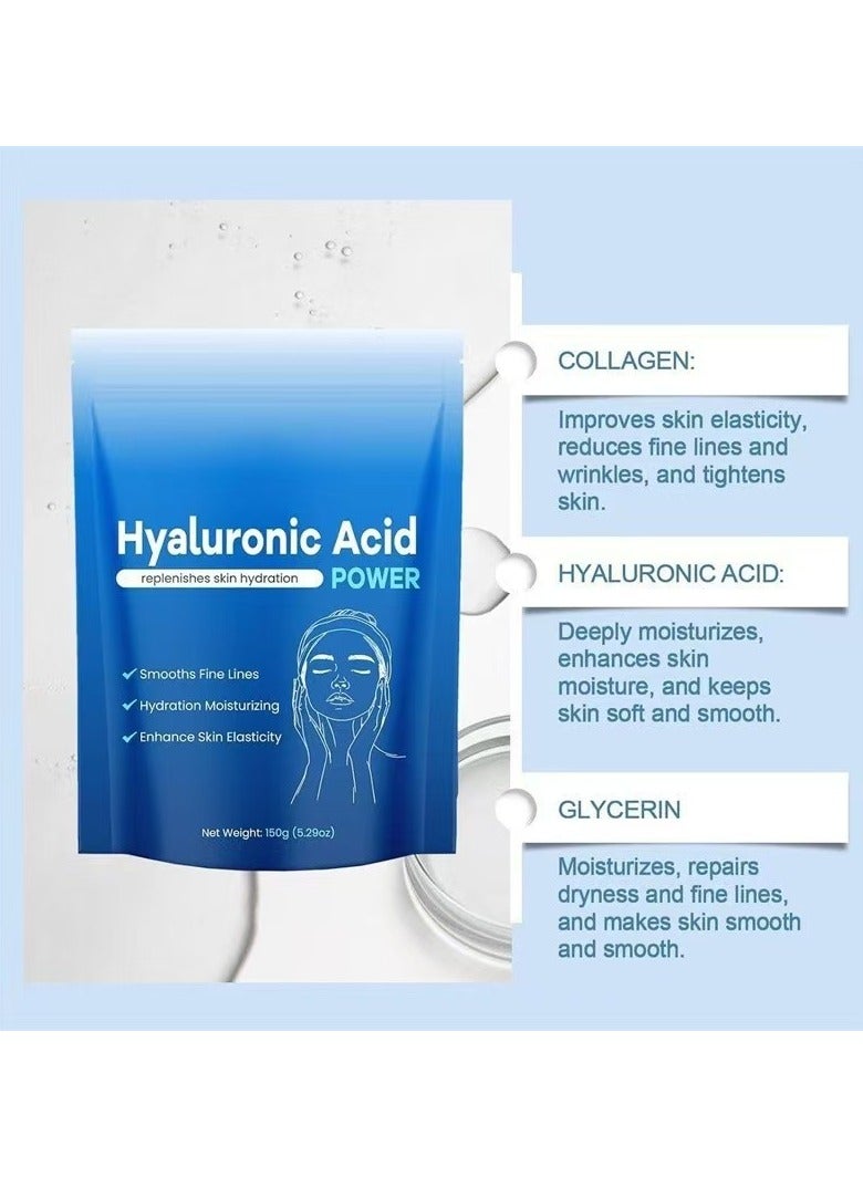 hyaluronic acid Powder for Face, 150g Natural Hydrating Deep Hydration Face Powder, Skin Hydrating and Moisturising Support, Water Soluble Facial Moisturizer for Smooths All Skin Types  - Image 3