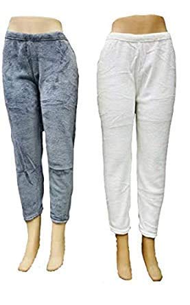 Ukal Wool WoMen's Casual Style And Men's Casual Style Winter Bottom Plush Fluffy Pajama Pants Warm Fleece Lounge Pants Sleepwear Bottoms Free Size (Waist 28-34 Pack Of 1) (Grey) - Image 2