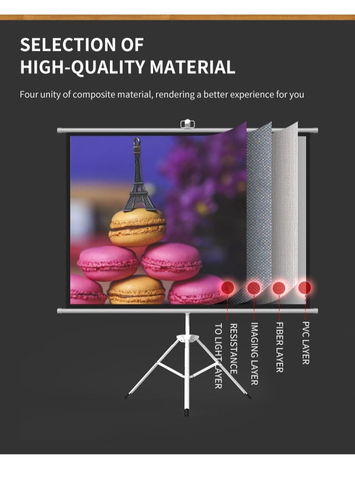 FlashHawk 120 inch 4:3 Portable Projector Screen, Gray Fiberglass Material, with Tripod Stand ET120G-43 for Office and Outdoor  - Image 3