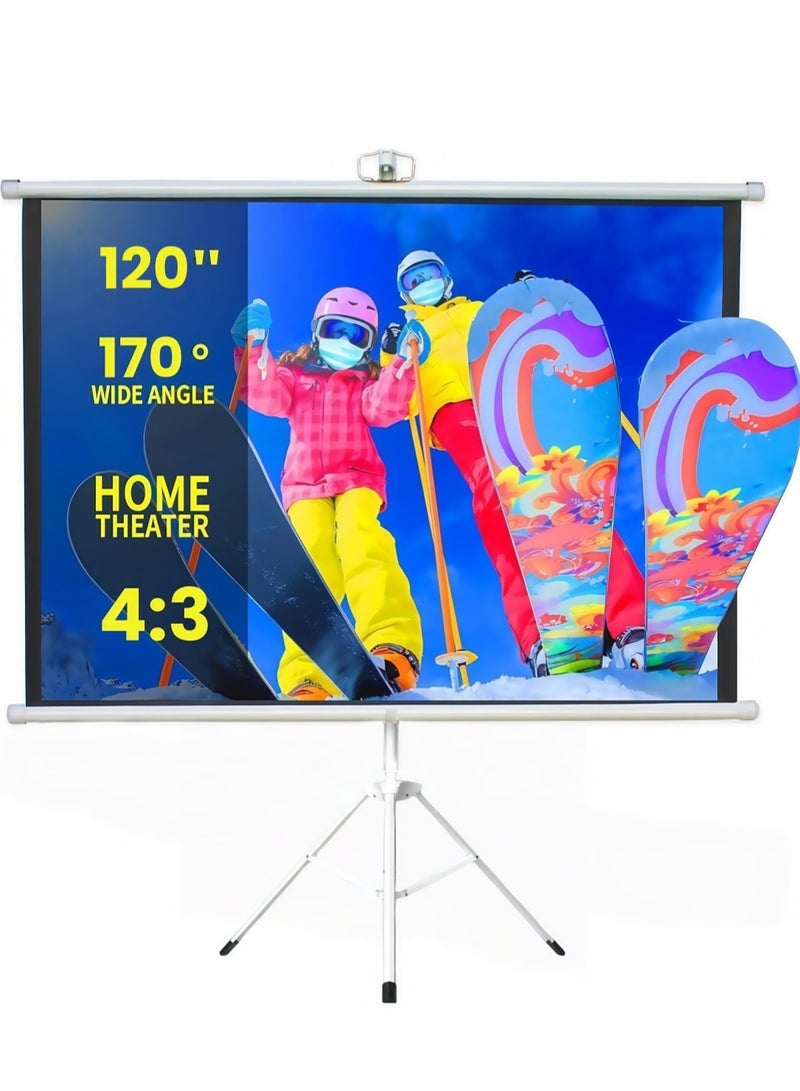 FlashHawk 120 inch 4:3 Portable Projector Screen, Gray Fiberglass Material, with Tripod Stand ET120G-43 for Office and Outdoor  - Image 1