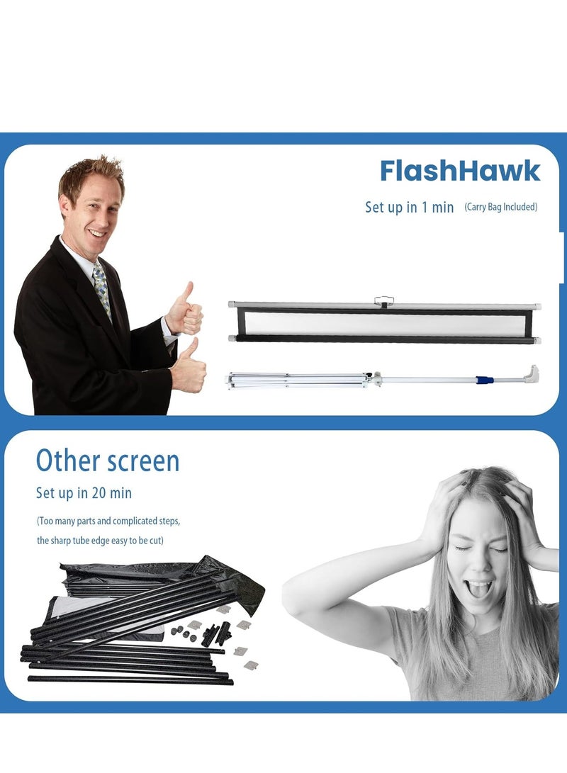 FlashHawk 120 inch 4:3 Portable Projector Screen, Gray Fiberglass Material, with Tripod Stand ET120G-43 for Office and Outdoor  - Image 5