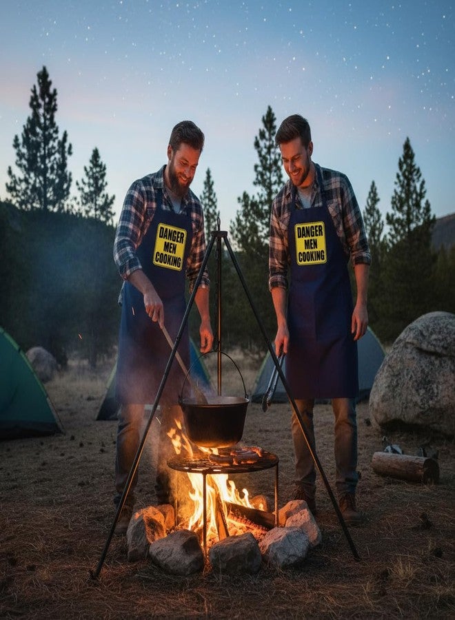 CoolAprons Barbecue Apron Danger Men Cooking, Black, Funny Aprons For Guys, Outdoor Cooking Apron - Image 2