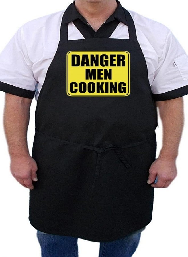 CoolAprons Barbecue Apron Danger Men Cooking, Black, Funny Aprons For Guys, Outdoor Cooking Apron - Image 4