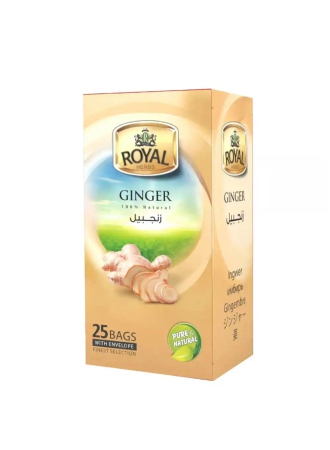 Royal Herbs Ginger Herbal Tea â€“ 25 Tea Bags - Image 2