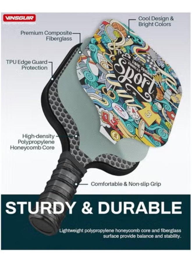 عام مجموعة مضرب Pickleball ، USAPA Certified Pickleball Racket 2-Piece Set with 4 Pickleballs and Bag ، Pickleball Racket Women 's Beginner Gift  - Image 3