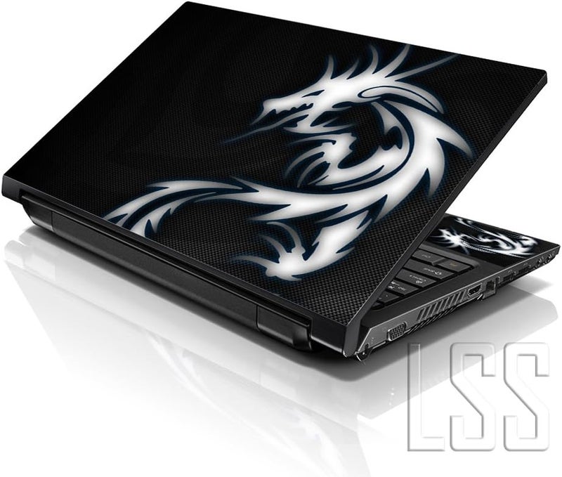 LSS 17 17.3 Inches Laptop Notebook Skin Sticker with 2 Wrist Pads - Reusable Cover Protector Vinyl Sticker Cover Decal Fits 17" - 19" HP Asus Acer Samsung - Dragon Pattern - Image 1