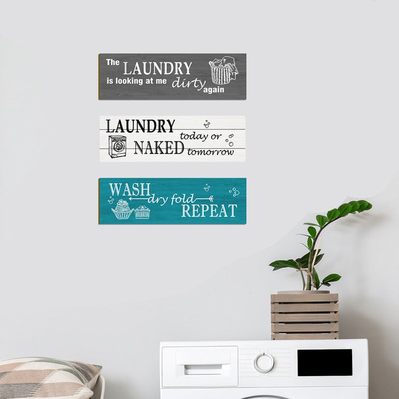 6 pcs Decorative Laundry Hanging Sign Wall Hanging Board Laundry Board Decor - Image 3