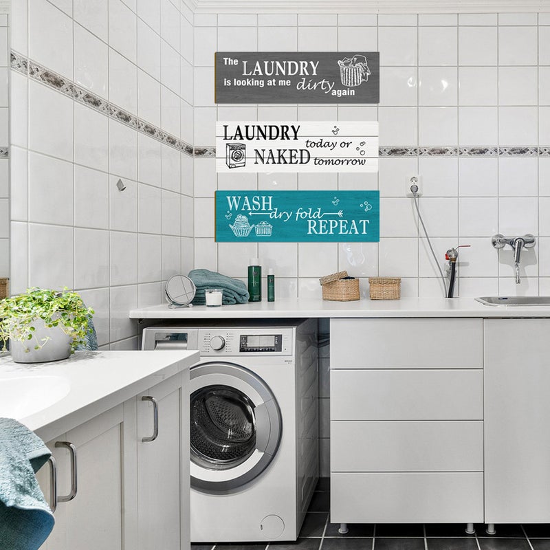 6 pcs Decorative Laundry Hanging Sign Wall Hanging Board Laundry Board Decor - Image 5
